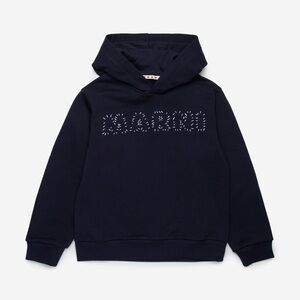Marni Dark Blue Hoodie with Embroidered Detail